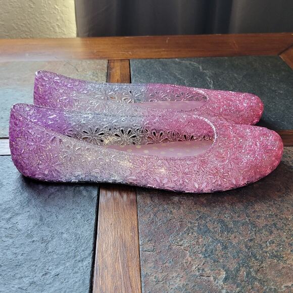 Wonder Nation Girls size 3 Rainbow Jelly Slip On Ballet Flats - Picture 1 of 8
